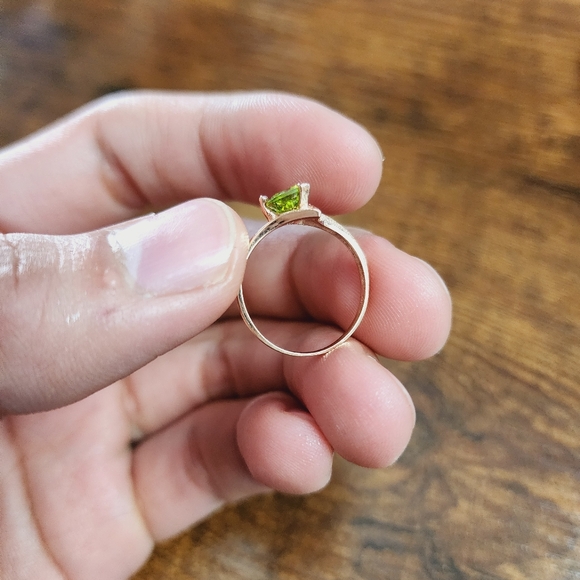 14k Rose Gold Heart Peridot Ring US Size 7 Made in USA Solid Gold Genuine Gem - Picture 7 of 14